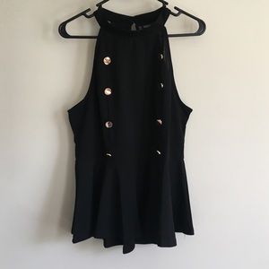Chic Black Peplum with Gold Buttons